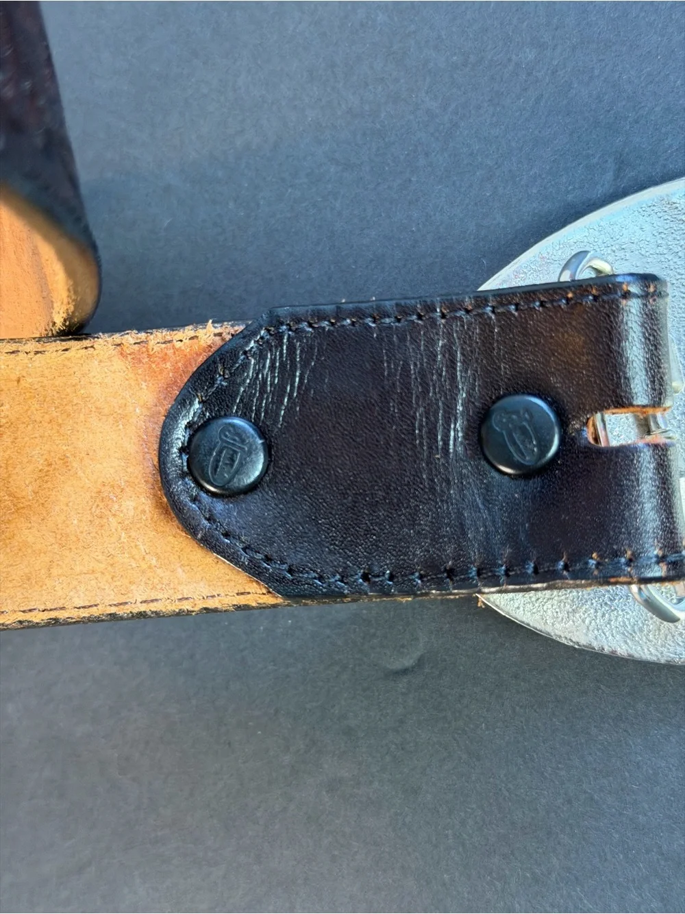 Justin USA Top Grain Cowhide Tooled Leather Belt Texas Seal Buckle Sz 34